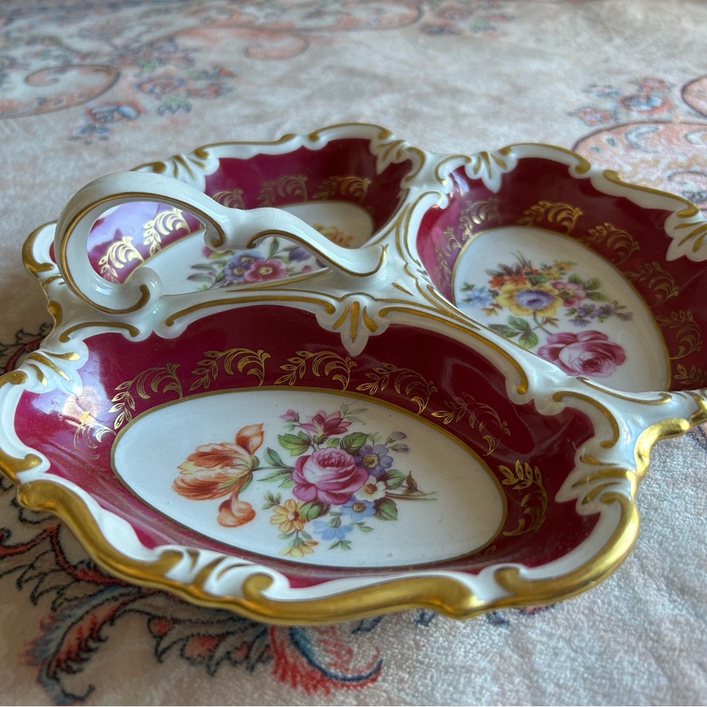 Vintage Graf Von Henneberg gilded porcelain Dish made in east Germany